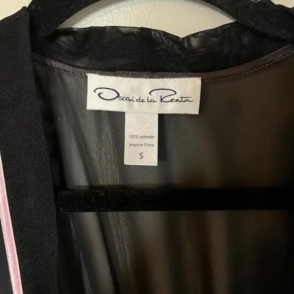 Oscar de la renta black sheer‎ long robe women’s small